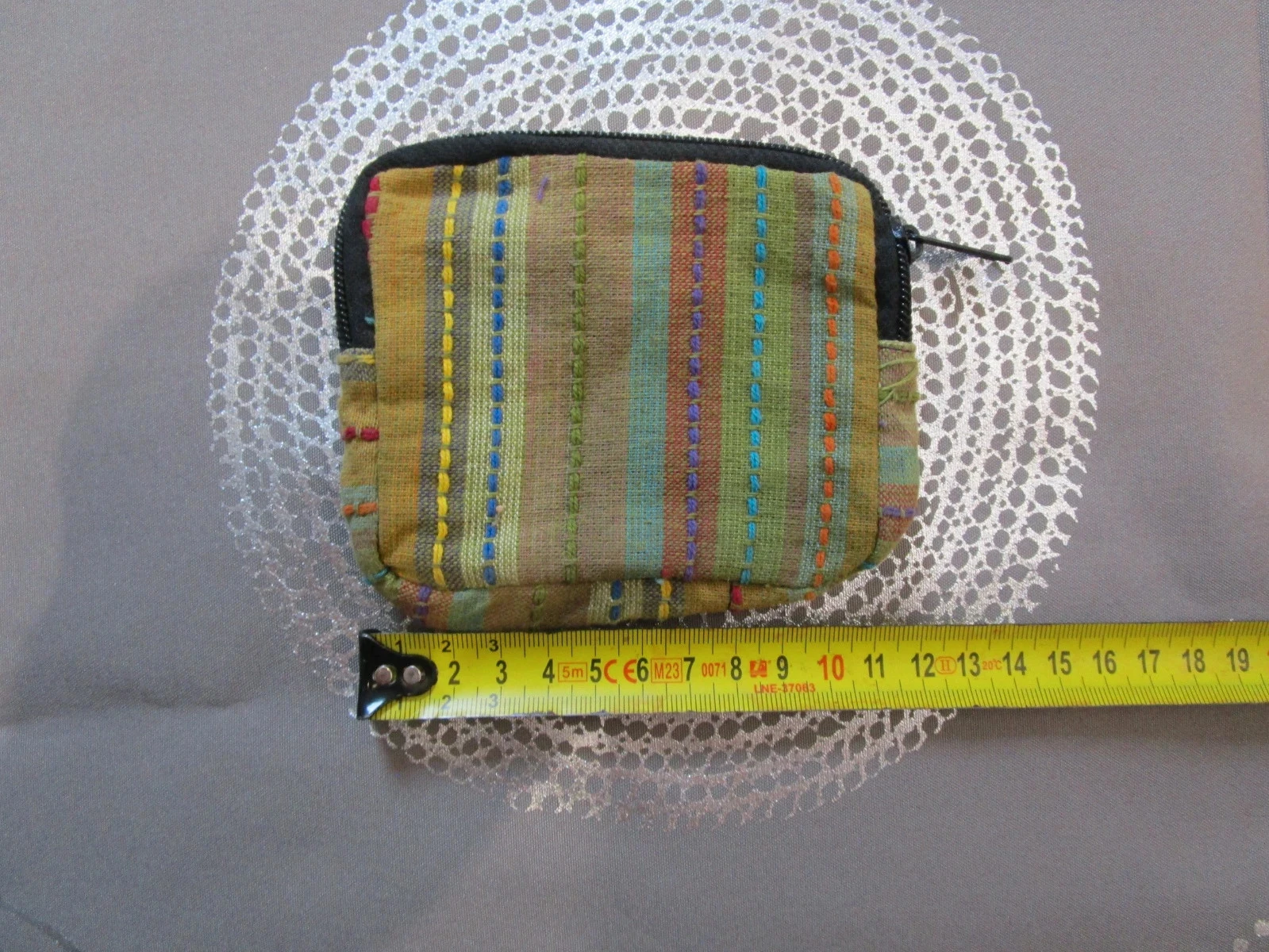 Porte-monnaie en tissu 100 % coton Style ethnique Fermeture zippée – Multicolore 12cm x 8cm – photo 4